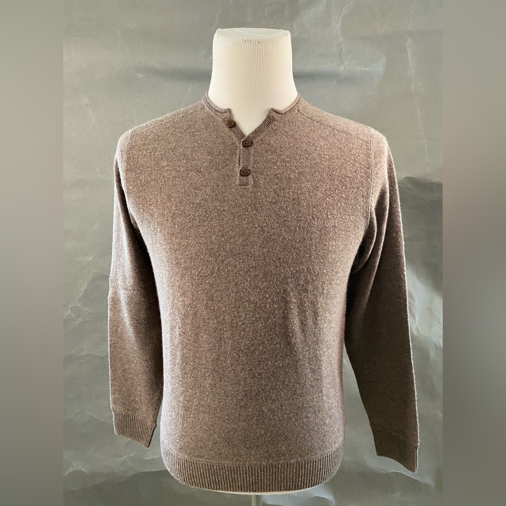 Men's Khaki Brown Henley Sweater